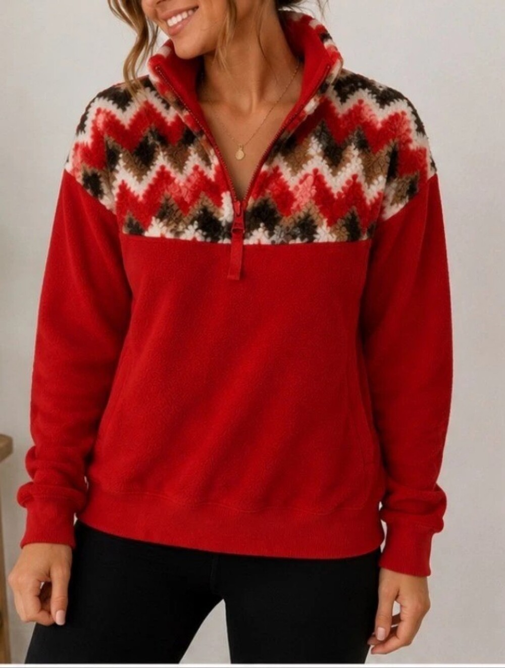 Aerie Hometown Holiday Quarter Zip Sweatshirt Size S